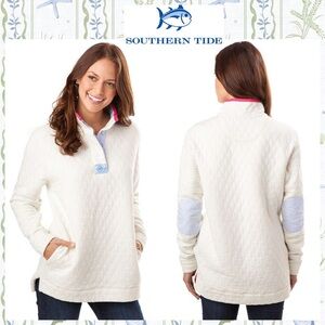 Southern Tide Quilted Skiptide Pullover - Marshmallow
